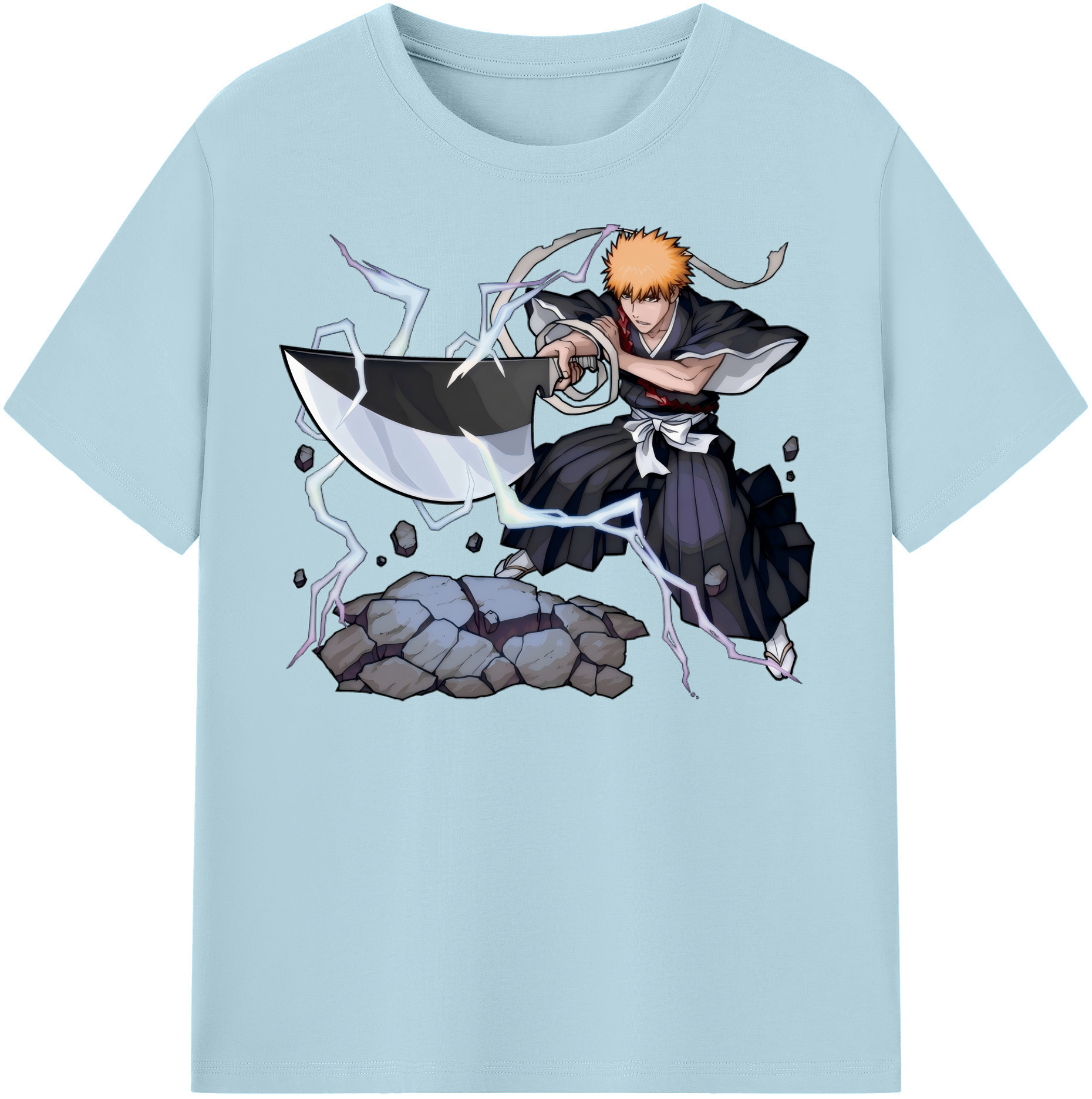 （画像用） ブリーチ 黒崎一護（くろさき いちご）BLEACH Kurosaki Ichigo 綿100％半袖Tシャツ（フロントプリント）